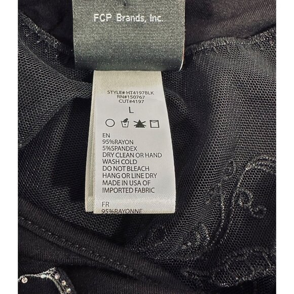 Harley-Davidson Womens Black Genuine Motorcycles Rhinestone & Lace Top Size L Se - Picture 5 of 14